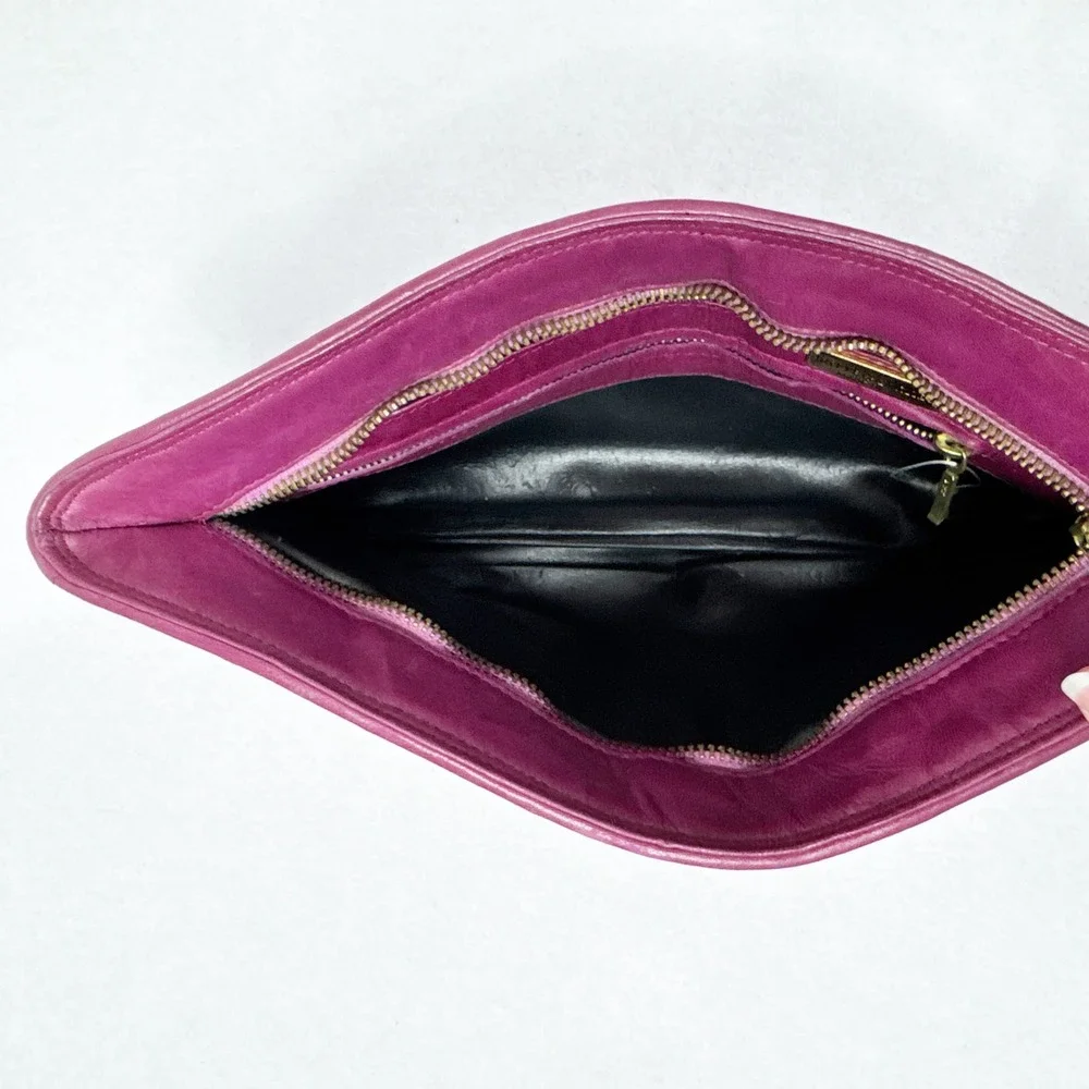Bottega Veneta Intrecciato Weave 2009 Magenta Clutch Cosmetic Pouch Leather Zip - Picture 4 of 10
